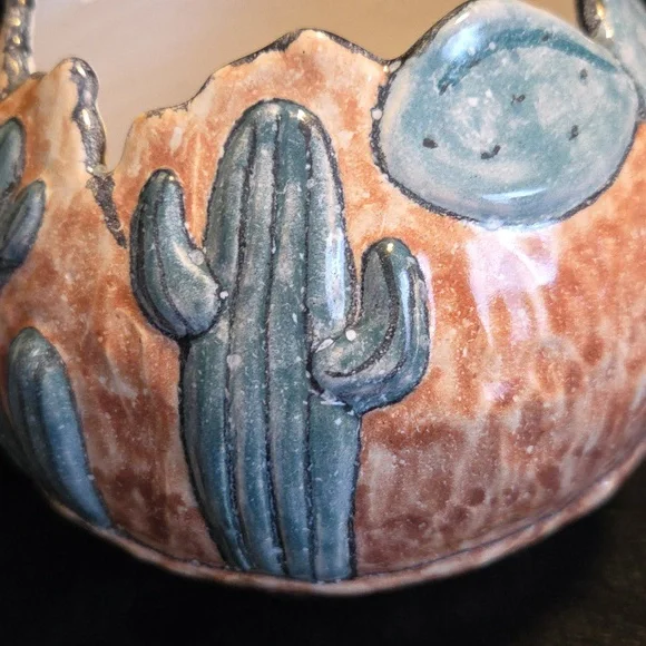 C J NIEHAUS 1993 Hand-Painted DESERT SCENE Pottery - Picture 3 of 8